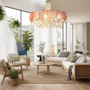 Murano Pink Disc Glass Chandelier