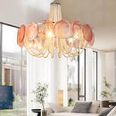 Murano Pink Disc Glass Chandelier