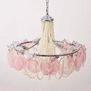 Murano Pink Disc Glass Chandelier