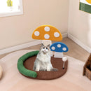 Mushroom Cat Bed Cat Claw Scratcher with Wide Bed and Sisal Scratch Panel-Multicolor by LJGDeals
