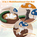 Mushroom Cat Bed Cat Claw Scratcher with Wide Bed and Sisal Scratch Panel-Multicolor by LJGDeals