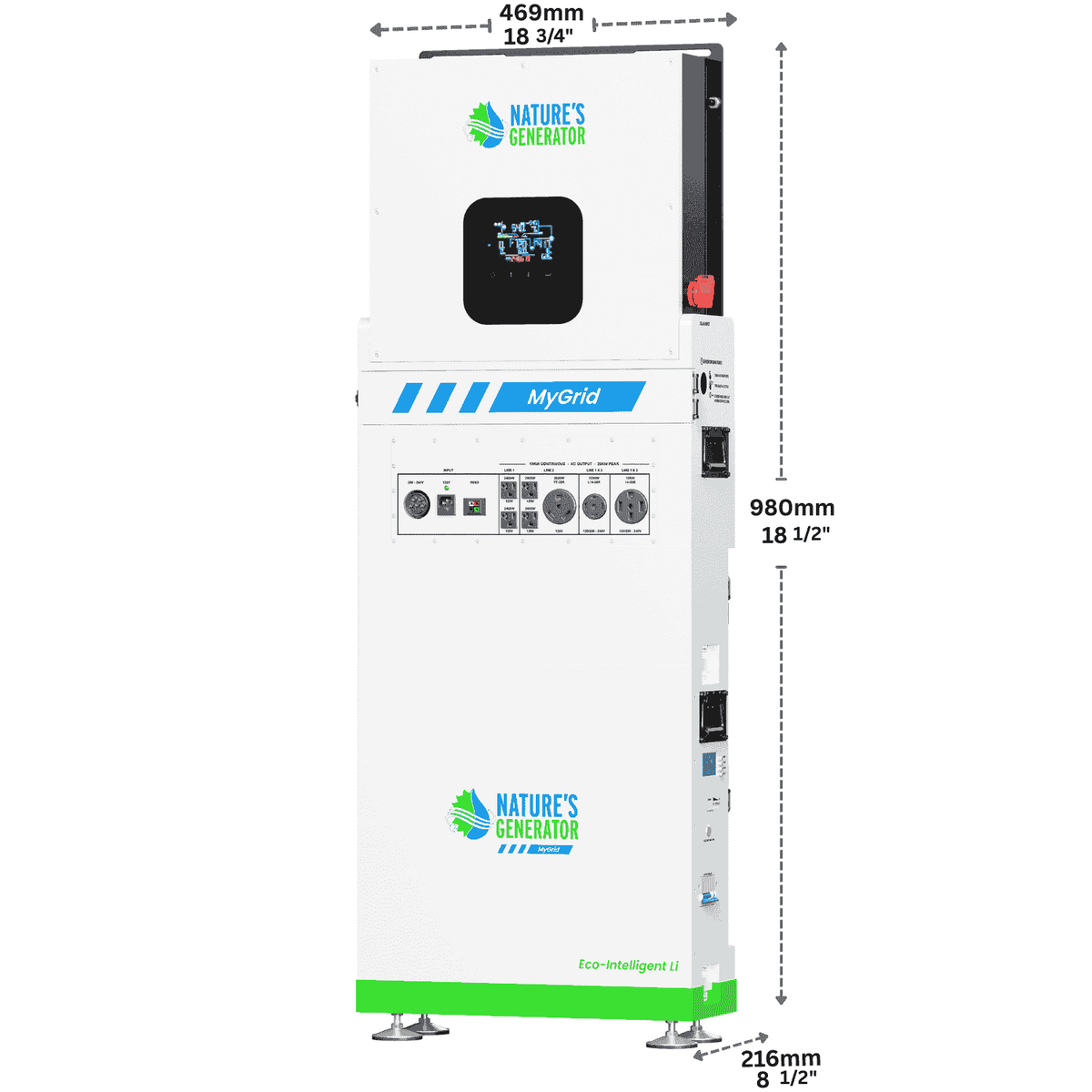 Nature's Generator MyGrid 10K Whole Home Generator, dimensions drawing