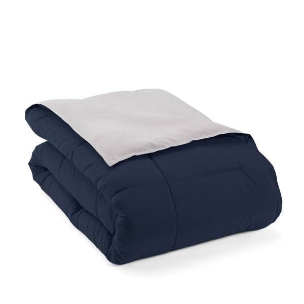 Twin/Twin XL 2-Piece Microfiber Reversible Comforter Set in Navy Blue/Grey, photo 4 of 5