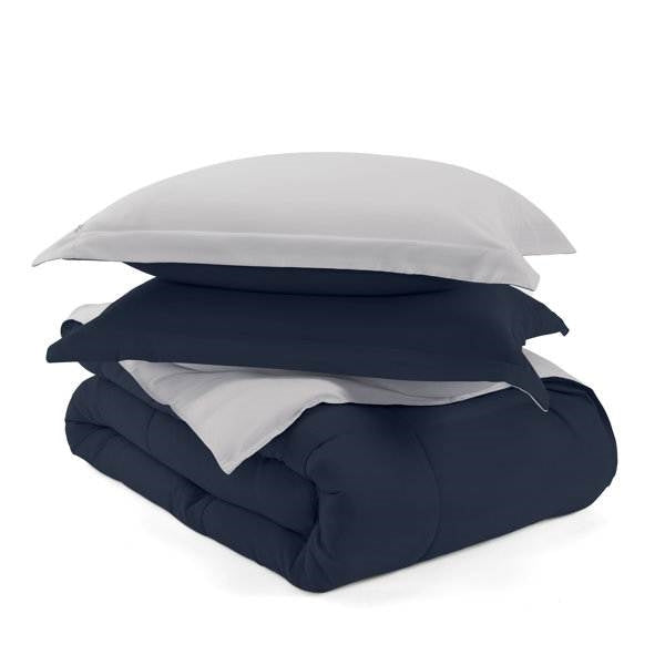 Twin/Twin XL 2-Piece Microfiber Reversible Comforter Set in Navy Blue/Grey, photo 5 of 5