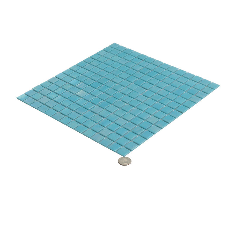 Cyan Blue 12x12 Uniform Square Glossy Glass Mosaic Tile (20 pack, 20 sq ft/case), photo 6 of 8
