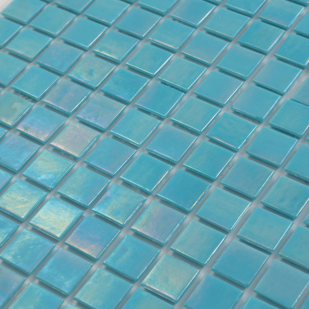 Cyan Blue 12x12 Uniform Square Glossy Glass Mosaic Tile (20 pack, 20 sq ft/case), photo 7 of 8