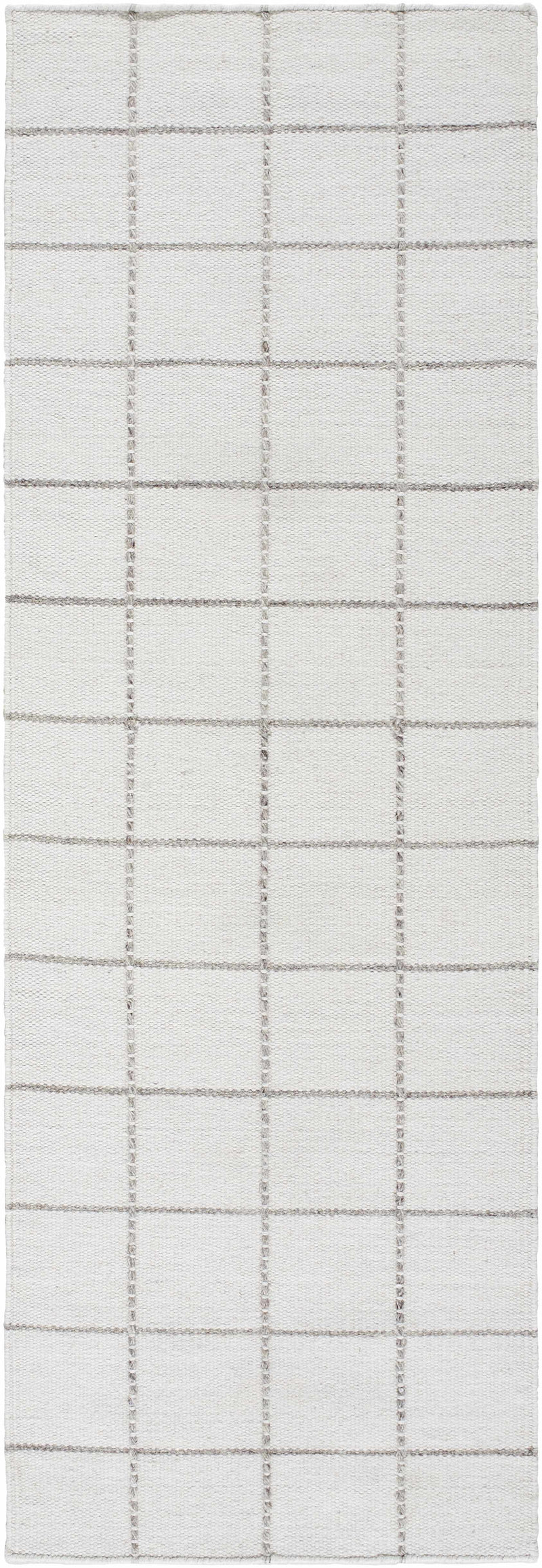 Nissa White Gray Checkered Wool Rug