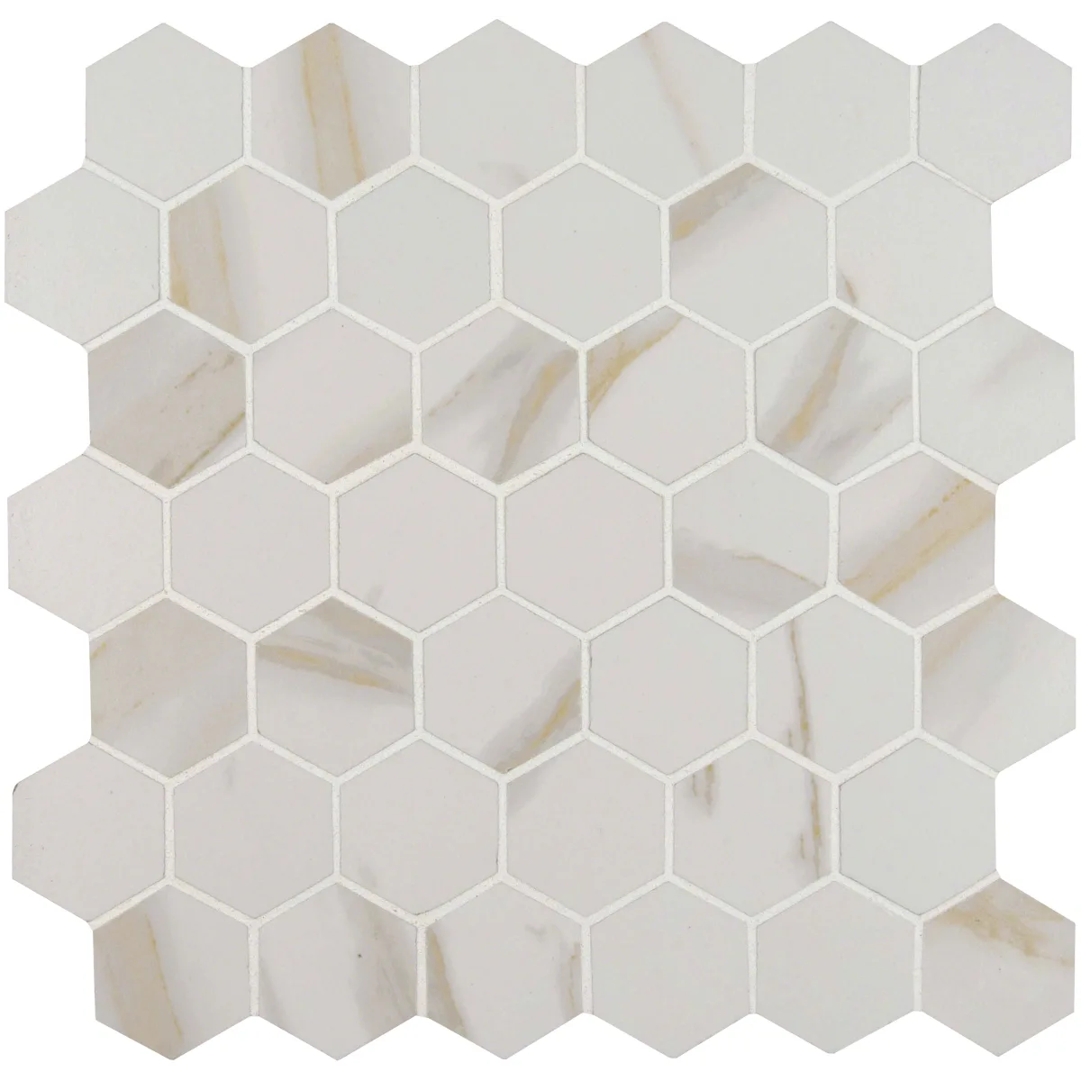 MSI Calacatta Hexagon Mosaic Porcelain Wall and Floor Tile 2"x2" - Pietra Collection, photo 2 of 5
