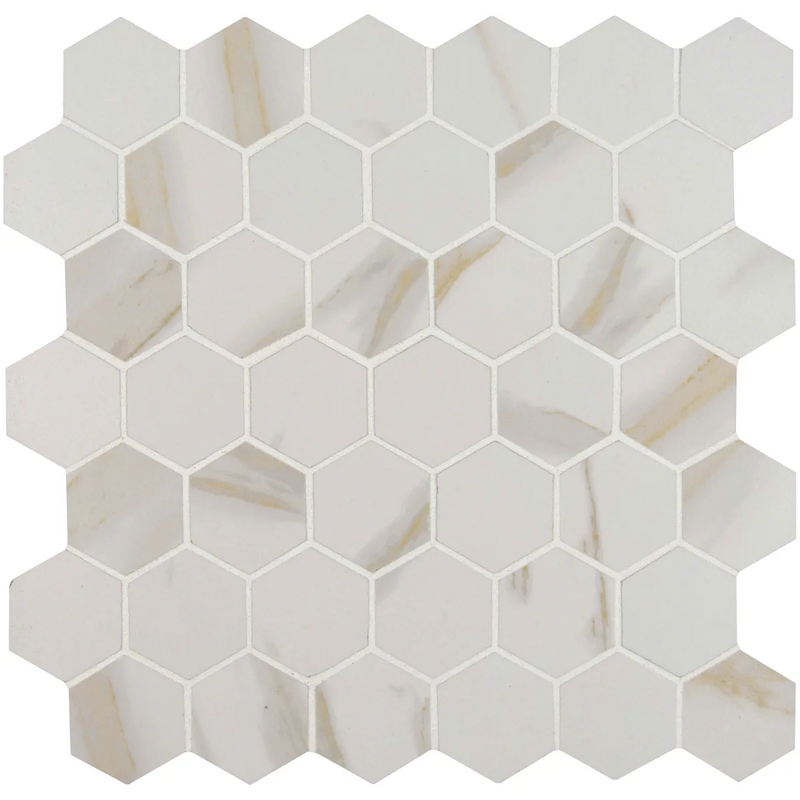 MSI Calacatta Hexagon Mosaic Porcelain Wall and Floor Tile 2"x2" - Pietra Collection, photo 2 of 5