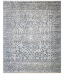 Modern Silver And Gray Hand Knotted Bamboo Silk 8x10 Area Rug