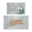 US States Miami Design Non Skid Washable Kitchen Runner Rugs Set of 2| 44 x 24 and 31.5 x 20 Inches Floor Mats|Gold