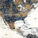 Custom Push Pin World Map Canvas Print – Framed Personalized