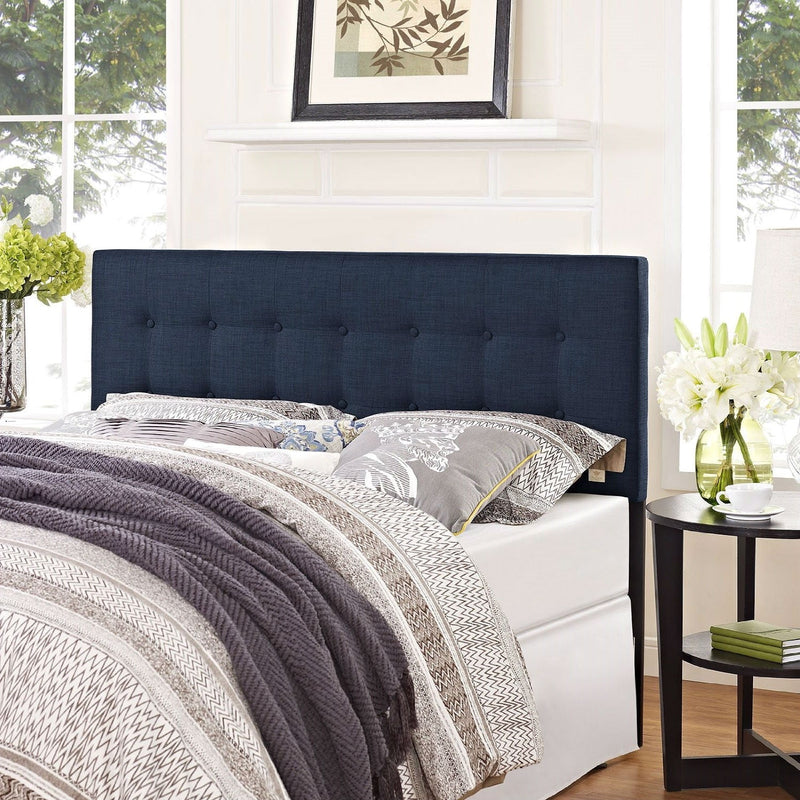 Full size Navy Fabric Modern Upholstered Headboard, photo 3 of 3