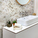 White Beige 11x13 Matte Herringbone Recycled Glass Mosaic Tile (10 pack, 9.625 sq ft/case) - Sample