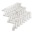 White with Gray Vein 11x13 Polished Herringbone Glass Recycled Glass Mosaic Tile (10 pack, 9.63 sq ft/case)