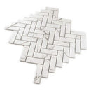 White with Gray Vein 11x13 Polished Herringbone Glass Recycled Glass Mosaic Tile (10 pack, 9.63 sq ft/case) - Sample