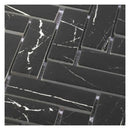 Black with White Vein 11x13 Polished Herringbone Glass Recycled Glass Mosaic Tile (10 pack, 9.63 sq ft/case)