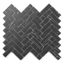 Black with White Vein 11x13 Polished Herringbone Glass Recycled Glass Mosaic Tile (10 pack, 9.63 sq ft/case) - Sample