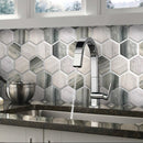 Gray Beige 10x12 Matte Hexagon Recycled Glass Mosaic Tile (10 pack, 8.29 sq ft/case) - Sample