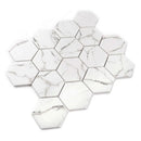 White with Gray Vein 10x12 Polished Hexagon Glass Recycled Glass Mosaic Tile (10 pack, 8.29 sq ft/case) - Sample