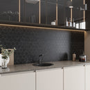 Black with White Vein 10x12 Polished Hexagon Glass Recycled Glass Mosaic Tile (10 pack, 8.29 sq ft/case)