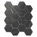 Black with White Vein 10x12 Polished Hexagon Glass Recycled Glass Mosaic Tile (10 pack, 8.29 sq ft/case) - Sample