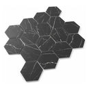 Black with White Vein 10x12 Polished Hexagon Glass Recycled Glass Mosaic Tile (10 pack, 8.29 sq ft/case)