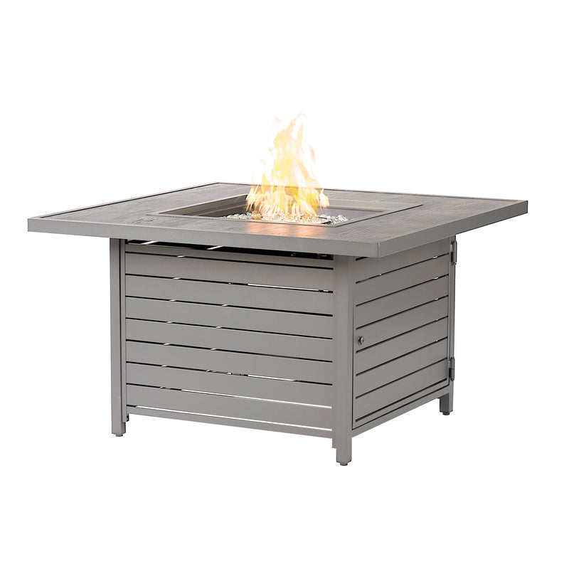Aluminum 42-in Square Propane Fire Table with Beads, Covers and Lid