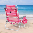 2 Pieces Folding Backpack Beach Chair with Pillow-Pink