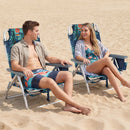 2 Pieces Folding Backpack Beach Chair with Pillow-Pink