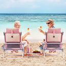 2 Packs 5-Position Outdoor Folding Backpack Beach Table Chair Reclining Chair Set