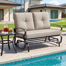 2 Seats Outdoor Swing Glider Chair with C