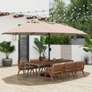 15 Feet Double-Sided Twin Patio Umbrella with Crank and Base