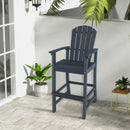 30 Inches Counter Height Outdoor HDPE Bar Stool with Armrests and Footrest