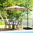10 Feet Cantilever Umbrella with 32 LED Lights and Solar Panel Batteries