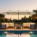 13FT Double-sided Patio Umbrella with Solar Lights for Garden Pool Backyard