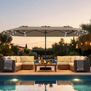13FT Double-sided Patio Umbrella with Solar Lights for Garden Pool Backyard