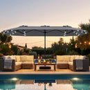 13FT Double-sided Patio Umbrella with Solar Lights for Garden Pool Backyard