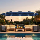 13FT Double-sided Patio Umbrella with Solar Lights for Garden Pool Backyard