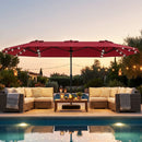 13FT Double-sided Patio Umbrella with Solar Lights for Garden Pool Backyard