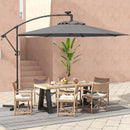 10 Feet 360° Rotation Solar Powered LED Patio Offset Umbrella without Weight Base-Gray