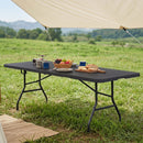 8 ft Portable Folding Table 350 LBS Fold-in-Half Table with HDPE Tabletop