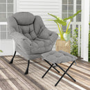 Modern Accent Chair with Folding Footrest and Head Pillow