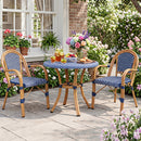 Hand-Woven PE Wicker Outdoor French Bistro Chairs Set of 2