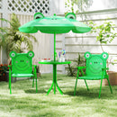 4 Pieces Kids Picnic Set with 2 Folding Chairs and Height Adjustable Umbrella