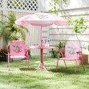 4 Pieces Kids Picnic Set with 2 Folding Chairs and Height Adjustable Umbrella