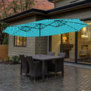 15 Feet Twin Patio Umbrella with 48 Solar LED Lights