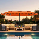 13FT Double-sided Patio Umbrella with Solar Lights for Garden Pool Backyard