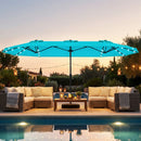 13FT Double-sided Patio Umbrella with Solar Lights for Garden Pool Backyard