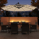 10 Feet Solar Offset Hanging Umbrella with Base and 32 LED Lights
